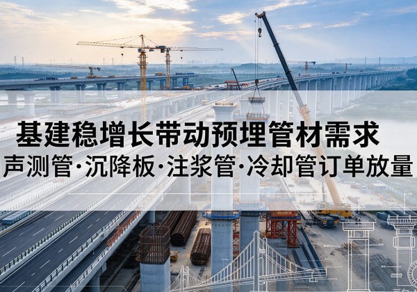 南关基建稳增长带动预埋监测管材需求，声测管、沉降板、注浆管订单持续放量